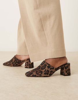 ASOS DESIGN ASOS DESIGN Selena mid heel mule in leopard-Multi