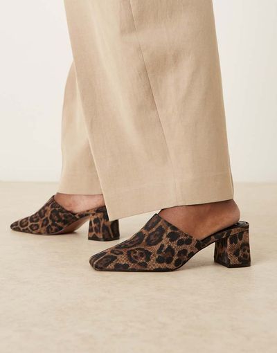 ASOS DESIGN ASOS DESIGN Selena mid heel mule in leopard-Multi