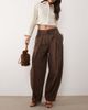 ASOS DESIGN ASOS DESIGN self belt high rise barrel pants in mocha-Neutral - 1
