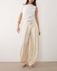 ASOS DESIGN ASOS DESIGN self belt high waisted barrel pants in ivory-White - 1