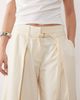 ASOS DESIGN ASOS DESIGN self belt high waisted barrel pants in ivory-White - 3