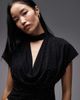 ASOS DESIGN ASOS DESIGN semi sheer rhinestone deep cowl neck top in black - 2