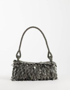 ASOS DESIGN ASOS DESIGN sequin & bead shoulder bag in gunmetal silver