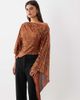 ASOS DESIGN ASOS DESIGN sequin asymmetrical draped sleeve top in rust-Orange - 2