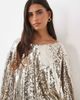 ASOS DESIGN ASOS DESIGN sequin batwing mini dress with draped front bodice in silver - 3