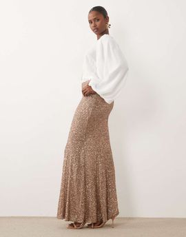 ASOS DESIGN ASOS DESIGN sequin maxi skirt in gold