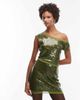 ASOS DESIGN ASOS DESIGN sequin mesh mix off the shoulder top in olive - part of a set-Green - 1