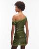 ASOS DESIGN ASOS DESIGN sequin mesh mix off the shoulder top in olive - part of a set-Green - 4