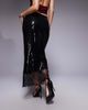 ASOS DESIGN ASOS DESIGN sequin mid-rise column skirt with lace trim in black - 4