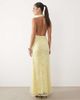ASOS DESIGN ASOS DESIGN sequin plisse plunge halter maxi dress with scarf detail in yellow - 2