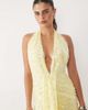 ASOS DESIGN ASOS DESIGN sequin plisse plunge halter maxi dress with scarf detail in yellow - 3