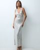 ASOS DESIGN ASOS DESIGN sequin scooped plunge sequin maxi dress in silver - 2