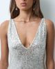 ASOS DESIGN ASOS DESIGN sequin scooped plunge sequin maxi dress in silver - 3