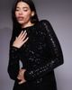 ASOS DESIGN ASOS DESIGN sequin slash front draped maxi dress in black - 4