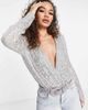 ASOS DESIGN ASOS DESIGN sequin wrap bodysuit in silver - 1