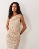 ASOS DESIGN ASOS DESIGN sequined drape asymmetric top in champagne - part of a set-Gold - 2