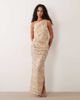 ASOS DESIGN ASOS DESIGN sequined drape asymmetric top in champagne - part of a set-Gold - 3
