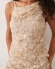 ASOS DESIGN ASOS DESIGN sequined drape asymmetric top in champagne - part of a set-Gold - 4