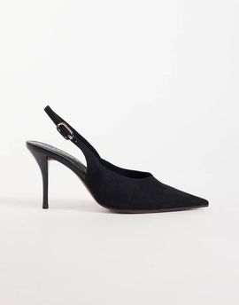 ASOS DESIGN ASOS DESIGN Serena slingback stiletto heels in black suedette