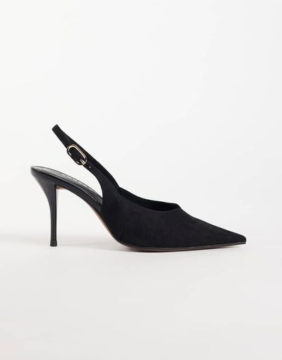 ASOS DESIGN ASOS DESIGN Serena slingback stiletto heels in black suedette