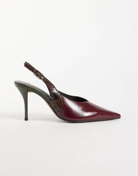 ASOS DESIGN ASOS DESIGN Serena slingback stiletto heels in burgundy mix-Multi