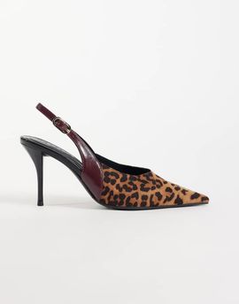 ASOS DESIGN ASOS DESIGN Serena slingback stiletto heels in leopard and burgundy suedette-Multi