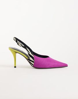 ASOS DESIGN ASOS DESIGN Serena slingback stiletto heels in purple, lime & zebra-MULTI