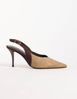 ASOS DESIGN ASOS DESIGN Serena slingback stiletto heels in sand and chocolate-MULTI