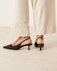 ASOS DESIGN ASOS DESIGN Serenity ruched slingback kitten heel shoes in black - 4