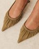 ASOS DESIGN ASOS DESIGN Serenity ruched slingback kitten heel shoes in khaki green - 3