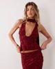 ASOS DESIGN ASOS DESIGN set devore scarf top with seams in wine-RED - 2