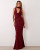ASOS DESIGN ASOS DESIGN set devore scarf top with seams in wine-RED - 3