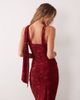 ASOS DESIGN ASOS DESIGN set devore scarf top with seams in wine-RED - 4