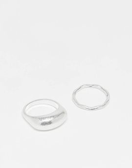 ASOS DESIGN ASOS DESIGN set of 2 rings in brushed silver tone