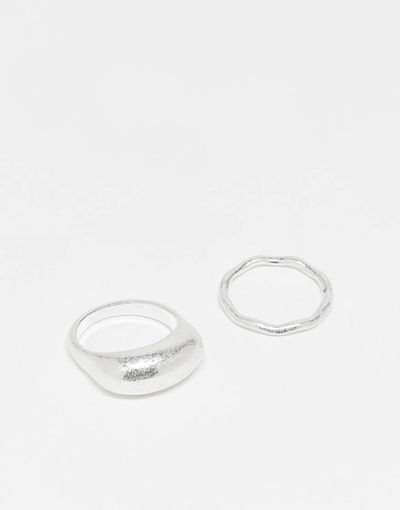 ASOS DESIGN ASOS DESIGN set of 2 rings in brushed silver tone