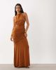 ASOS DESIGN ASOS DESIGN set stretch chiffon draped open back halter in ginger-Brown - 2
