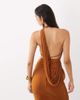 ASOS DESIGN ASOS DESIGN set stretch chiffon draped open back halter in ginger-Brown - 4