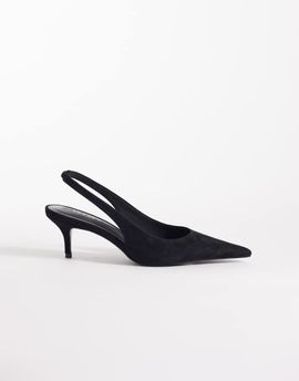 ASOS DESIGN ASOS DESIGN Shade slingback kitten heels in black suedette