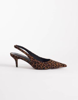 ASOS DESIGN ASOS DESIGN Shade slingback kitten heels in leopard suedette-Multi