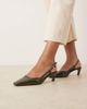 ASOS DESIGN ASOS DESIGN Shadow chisel toe slingback mid heel shoes in green patent - 1
