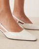 ASOS DESIGN ASOS DESIGN Shadow chisel toe slingback mid heel shoes in white croc - 2