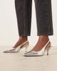 ASOS DESIGN ASOS DESIGN Shake chisel toe slingback mid heel shoes in silver - 1