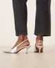 ASOS DESIGN ASOS DESIGN Shake chisel toe slingback mid heel shoes in silver - 3