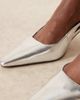 ASOS DESIGN ASOS DESIGN Shake chisel toe slingback mid heel shoes in silver - 4