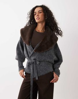 ASOS DESIGN ASOS DESIGN shawl collar oversized cardigan in heather gray