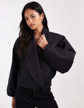 ASOS DESIGN ASOS DESIGN shawl collar wrap bomber jacket in black