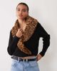 ASOS DESIGN ASOS DESIGN shawl wrap cardigan with leopard fur collar in black - 1
