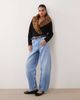 ASOS DESIGN ASOS DESIGN shawl wrap cardigan with leopard fur collar in black - 2