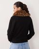 ASOS DESIGN ASOS DESIGN shawl wrap cardigan with leopard fur collar in black - 4