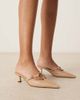 ASOS DESIGN ASOS DESIGN Shay ring detail kitten heeled mules in beige-Neutral - 1